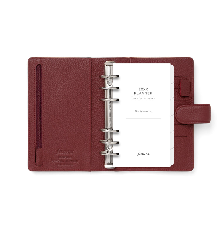 Filofax Norfolk Personal Leather Organiser in Currant Red
