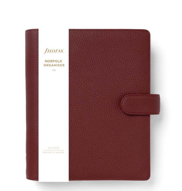 Filofax Norfolk A5 Leather Organiser Currant - in packaging