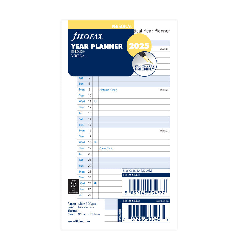 Vertical Year Planner Personal 2025 Filofax Filofax UK Vertical year planner personal 2025 filofax filofax uk