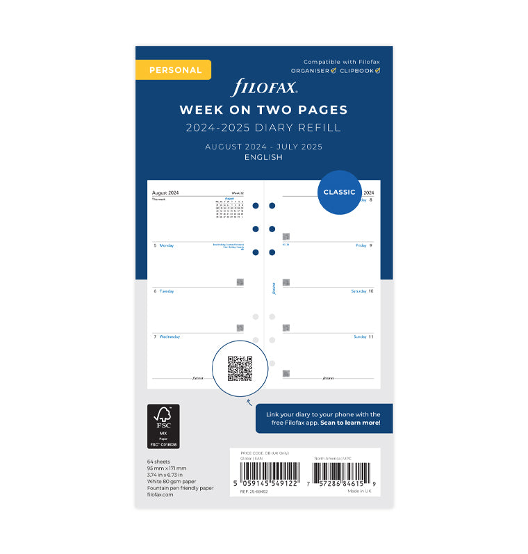 Week On Two Pages Academic Diary Personal 20242025 Filofax