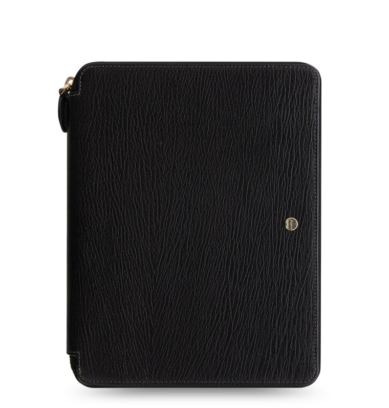 Chester A5 Zip Leather Writing Folio Black