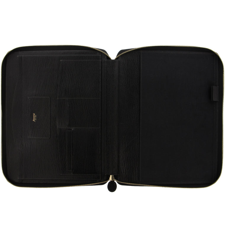 Chester A4 Zip Leather Writing Folio Black