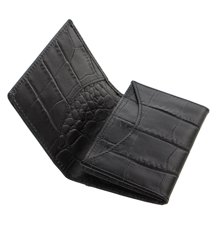 Classic Croc Leather Business Card Holder Ebony