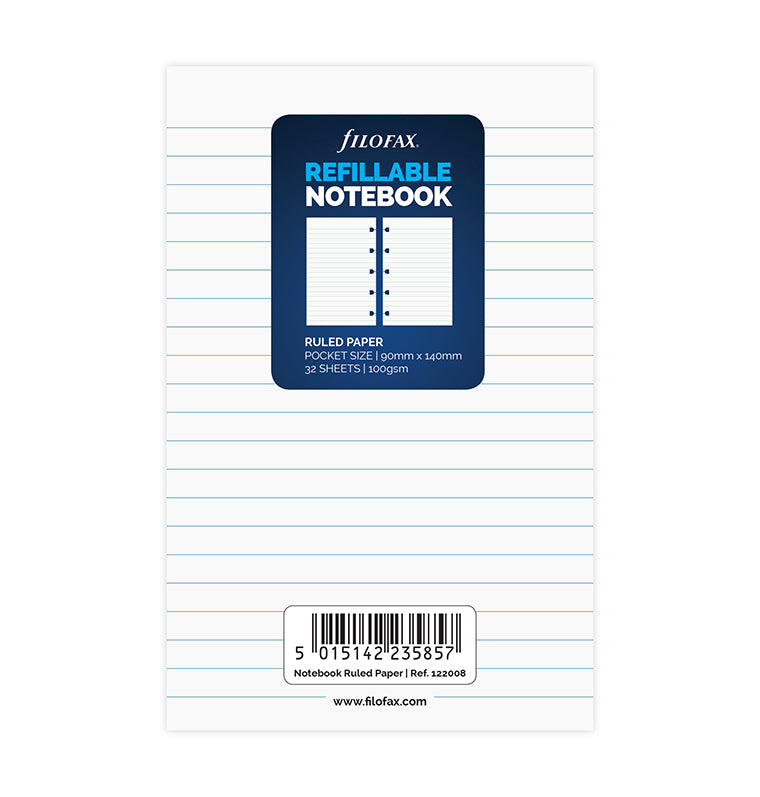 Filofax Notebook Ruled Paper Refill - Pocket