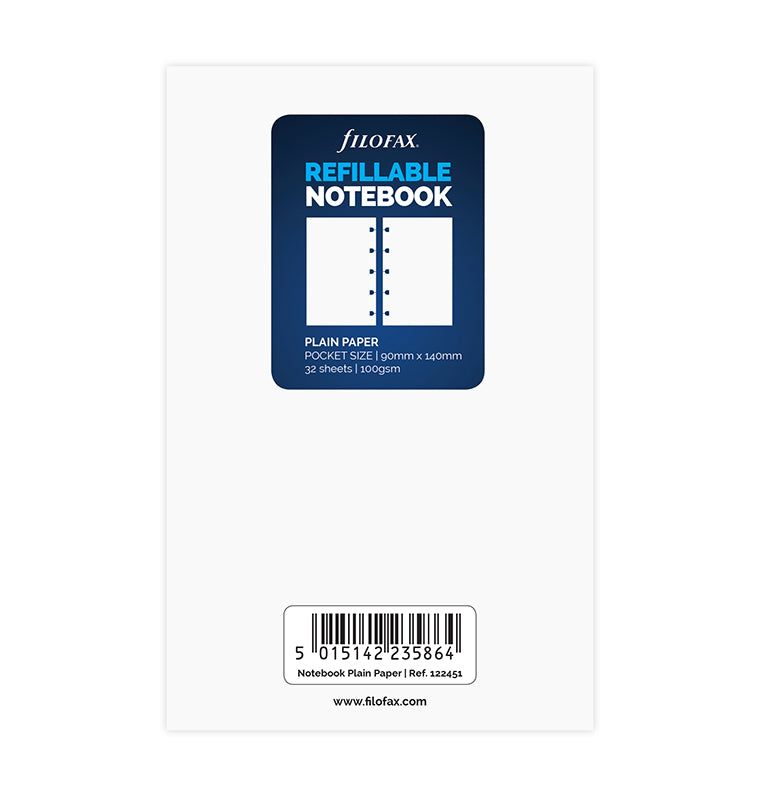 Filofax Notebook Plain Paper Refill - Pocket