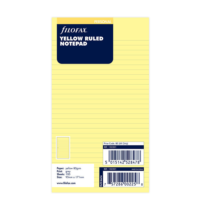 Yellow Ruled Notepad Refill - Personal