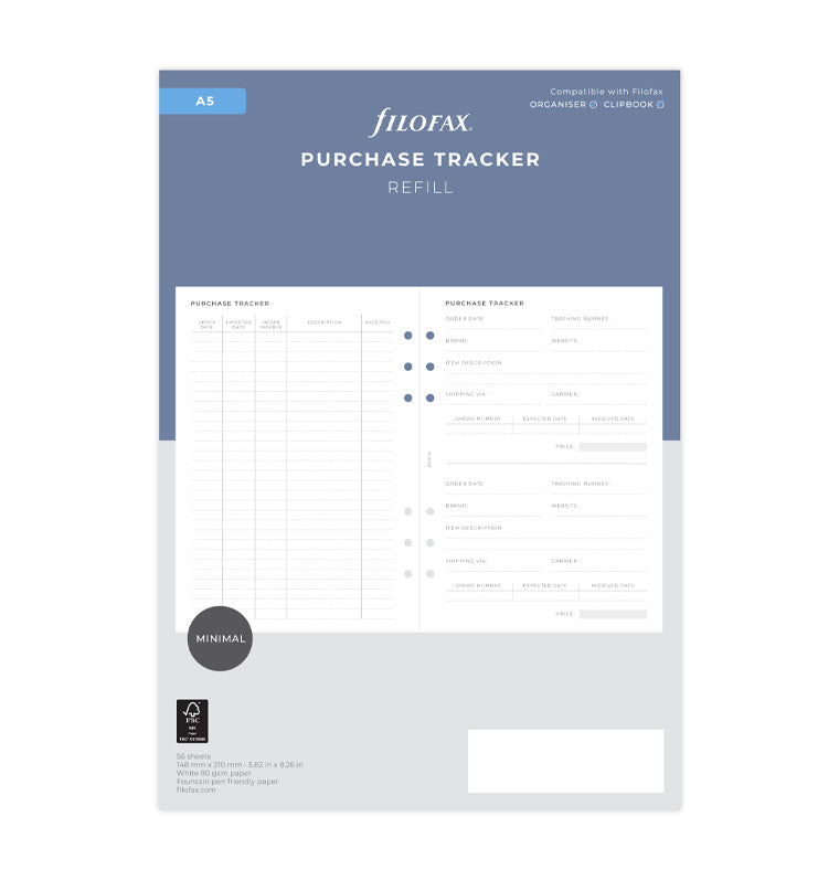 Purchase Tracker Refill - A5