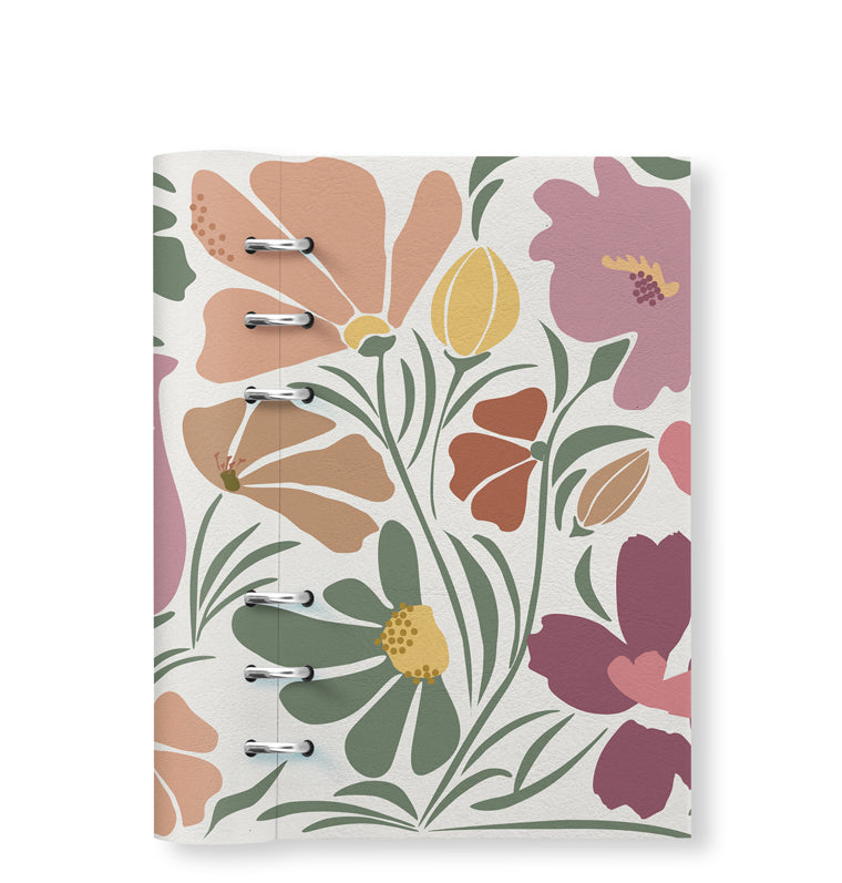 Clipbook Floral Personal Notebook Wild Flowers Green & White