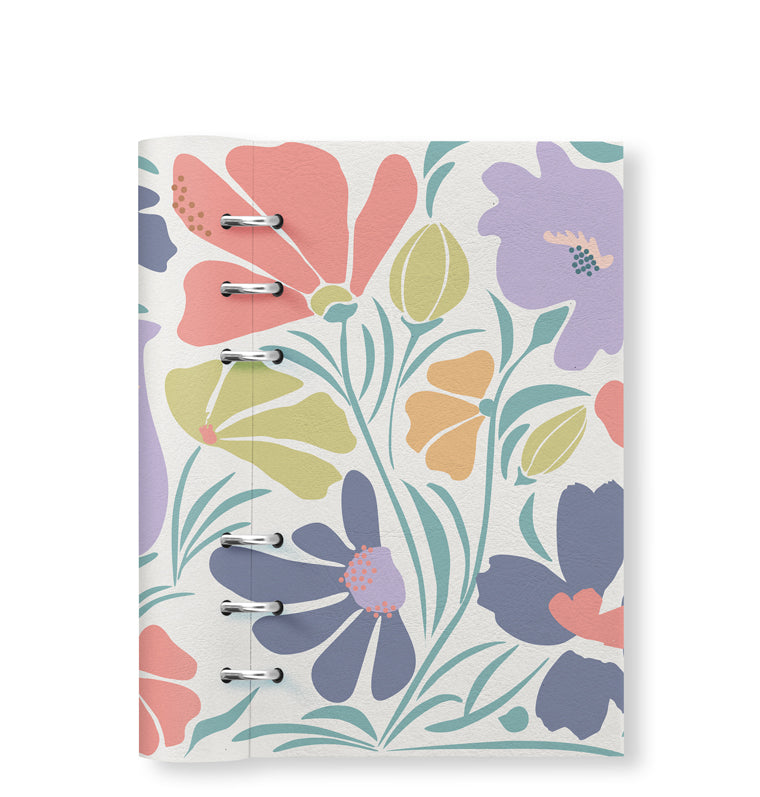 Clipbook Floral Personal Notebook Wild Flowers Blue & White