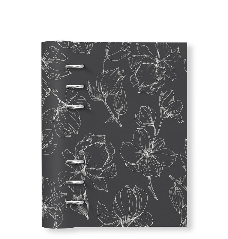 Clipbook Floral Personal Notebook Magnolia Charcoal