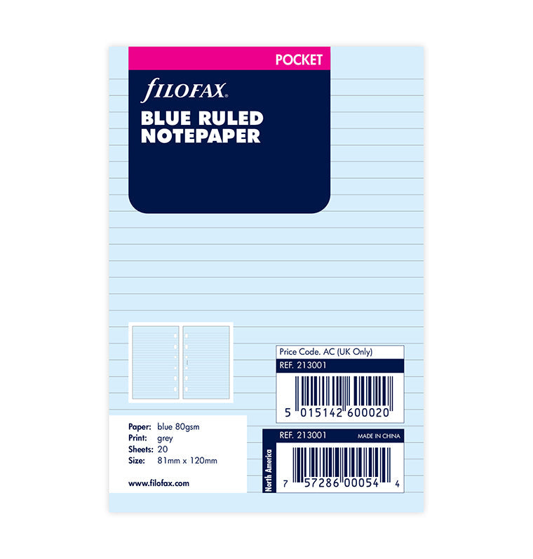 Blue Ruled Notepaper Pocket Refill