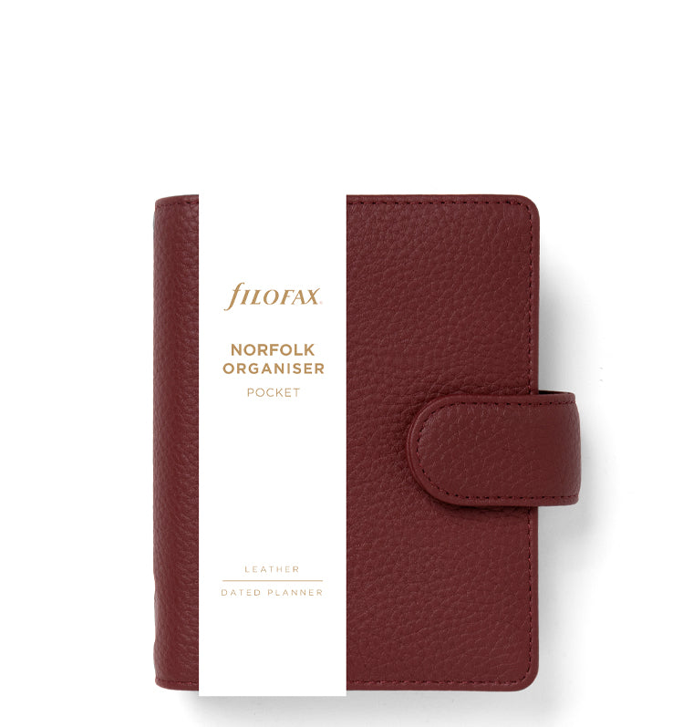 Filofax Norfolk Personal Leather Organiser in Currant Red