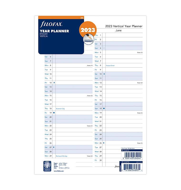 Vertical Year Planner A4 by Filofax