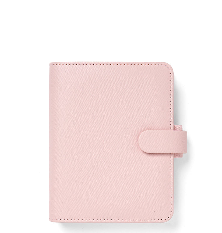 A5 Saffiano Leather Planner Blush Pink Agenda, Ringbound, 30mm