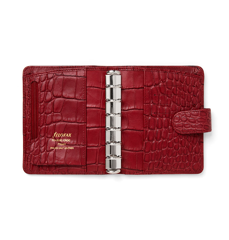 Classic Croc Pocket Leather Organiser Cherry