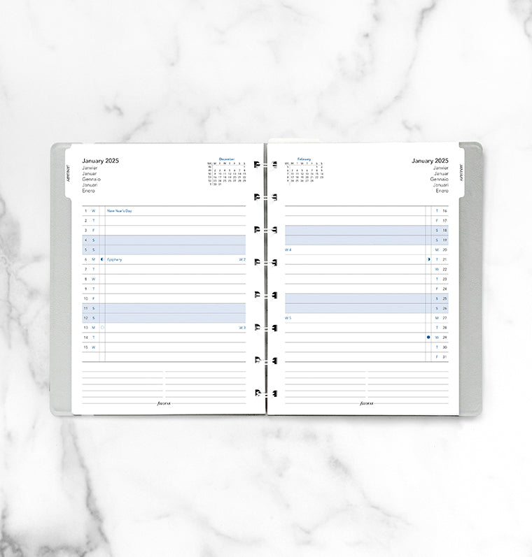 Refillable Notebook Month Planner Refill - A5 2025 Multilanguage