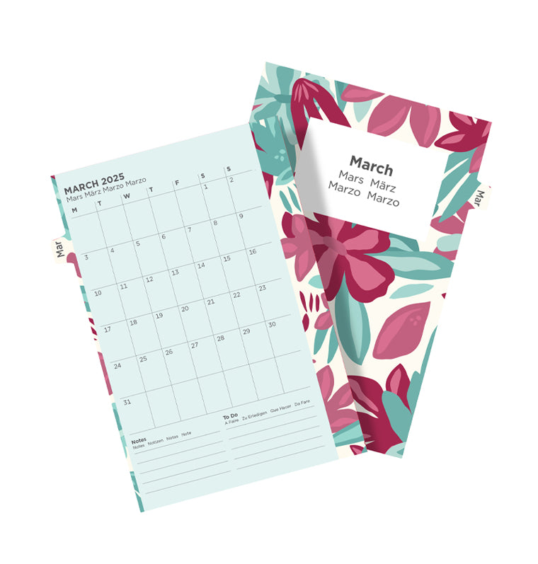 Floral Illustrated Diary Refill Pack - Pocket 2025 Multilanguage