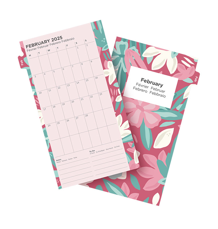 Floral Illustrated Diary Refill Pack - Personal 2025 Multilanguage