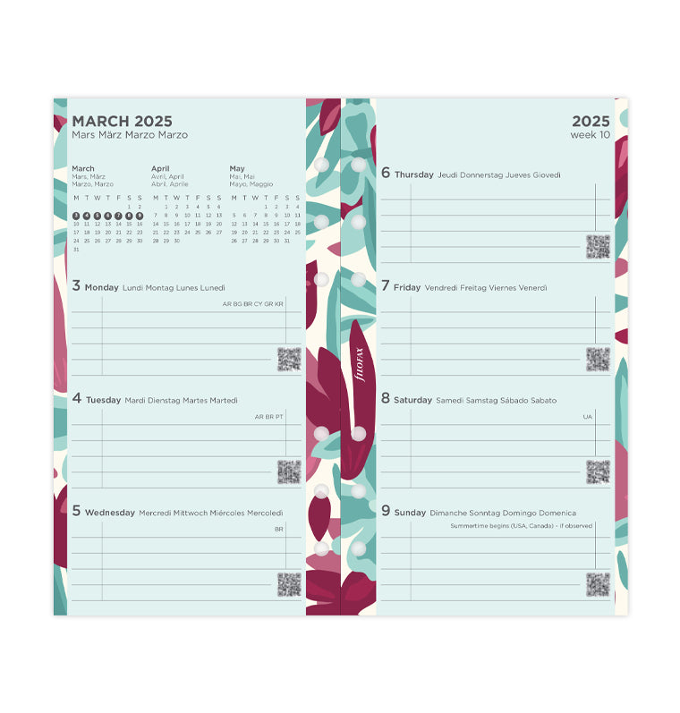 Floral Illustrated Diary Refill Pack - Personal 2025 Multilanguage