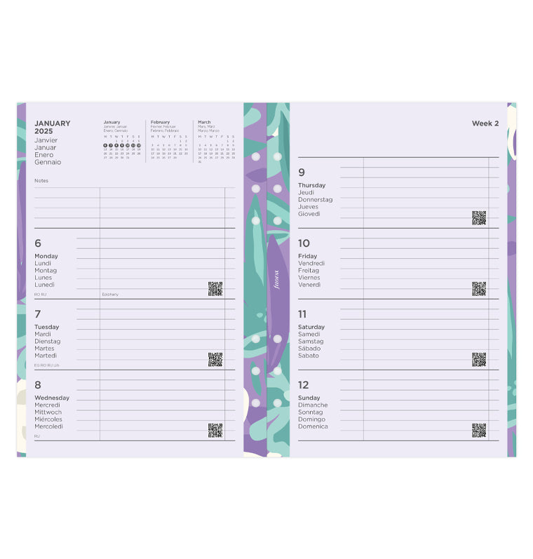 Floral Illustrated Diary Refill Pack - A5 2025 Multilanguage