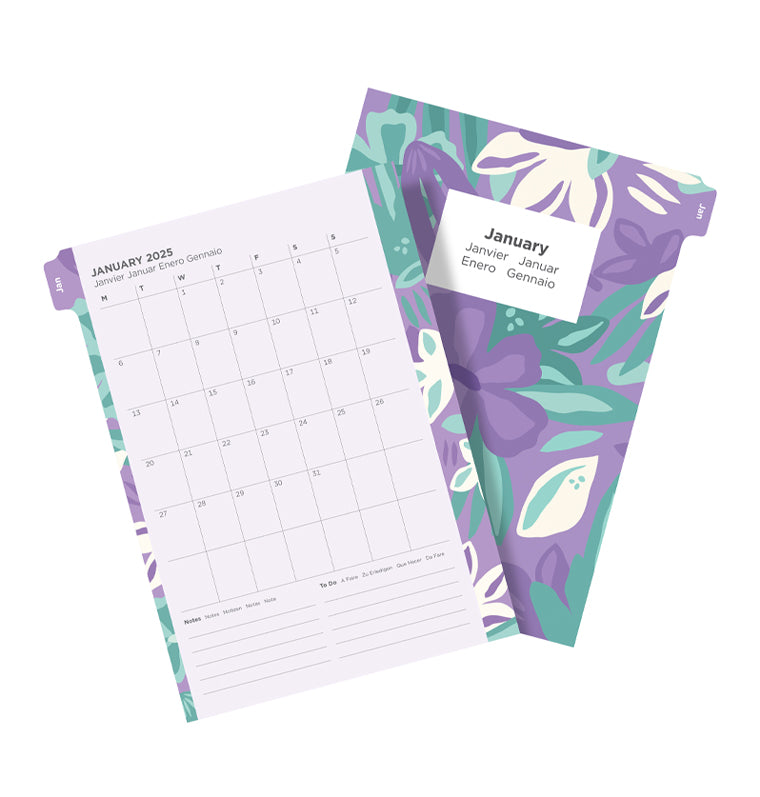 Floral Illustrated Diary Refill Pack - A5 2025 Multilanguage