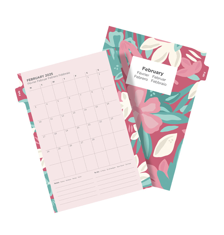 Floral Illustrated Diary Refill Pack - A5 2025 Multilanguage