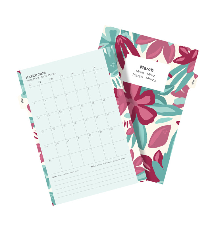 Floral Illustrated Diary Refill Pack - A5 2025 Multilanguage