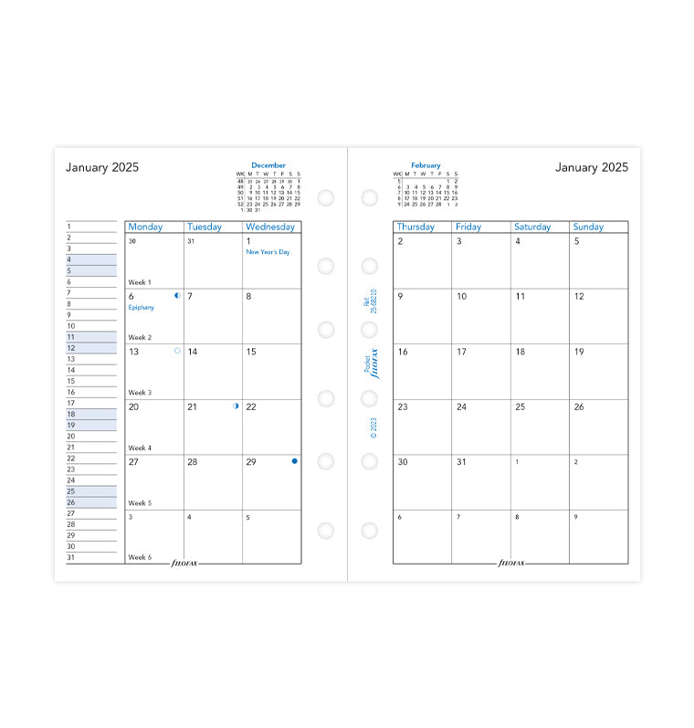 Month On Two Pages Diary - Pocket 2025 English