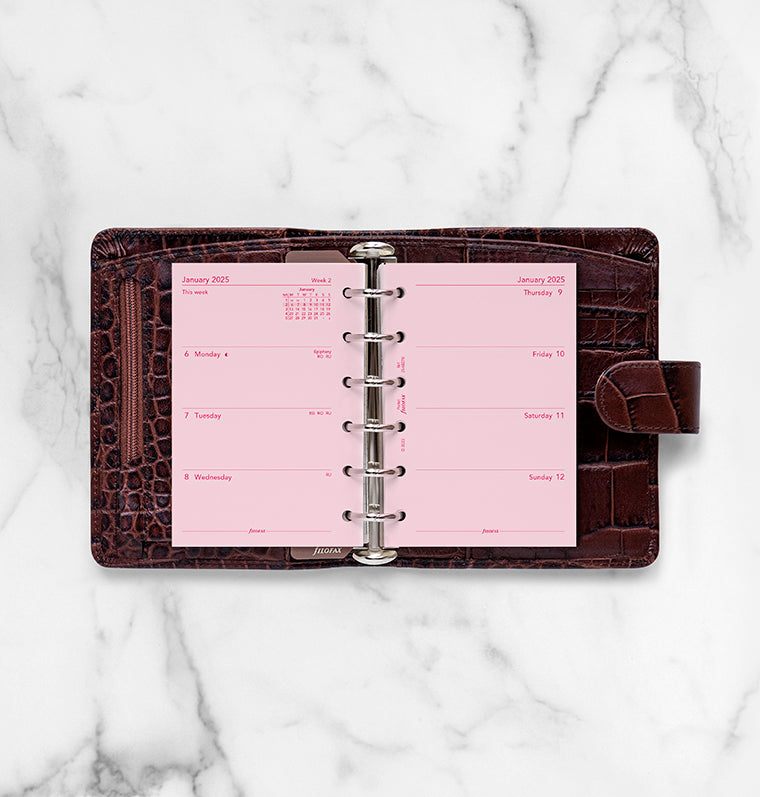 Week On Two Pages Diary - Pocket Pink 2025 English