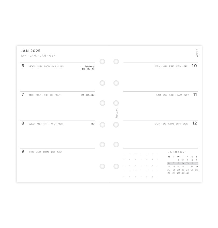 Minimal Week On Two Pages Diary - Pocket 2025 Multilanguage