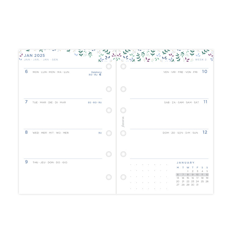 Garden Week On Two Pages Diary - Pocket 2025 Multilanguage