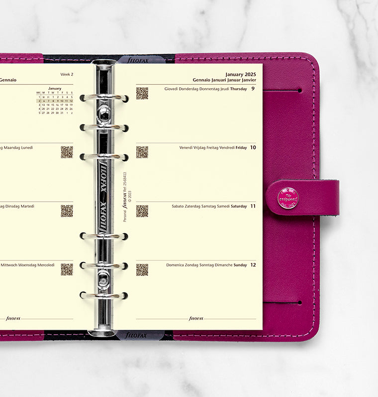 Week On Two Pages Diary - Personal Cotton Cream 2025 Multilanguage