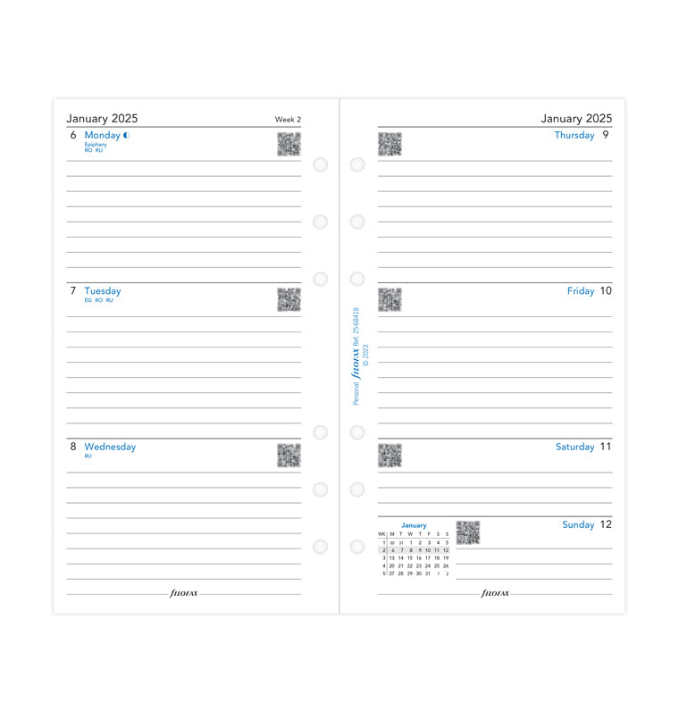 Week On Two Pages Lined Diary - Personal 2025 English