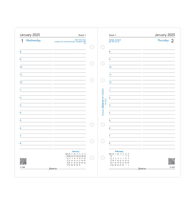 One Day On A Page Diary With Appointments - Personal 2025 English