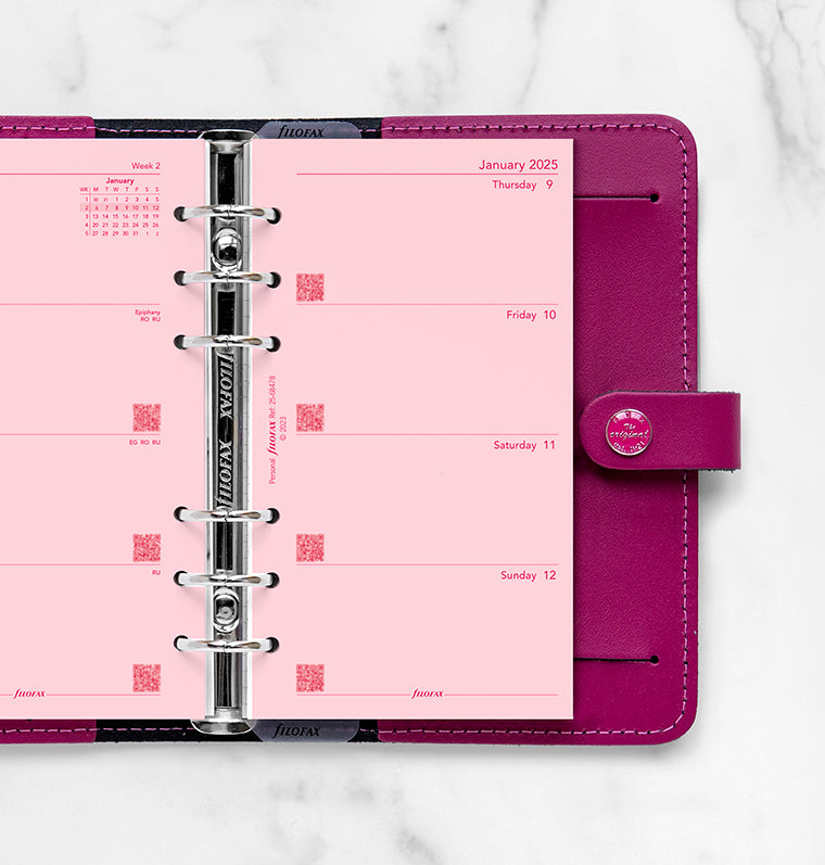 Week On Two Pages Diary - Personal Pink 2025