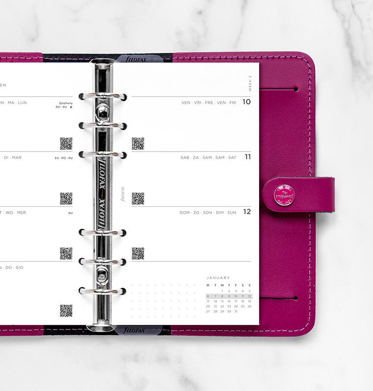 Minimal Week On Two Pages Diary - Personal 2025 Multilanguage