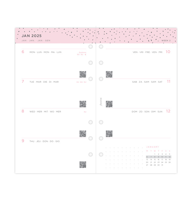 Confetti Week On Two Pages Diary - Personal 2025 Multilanguage