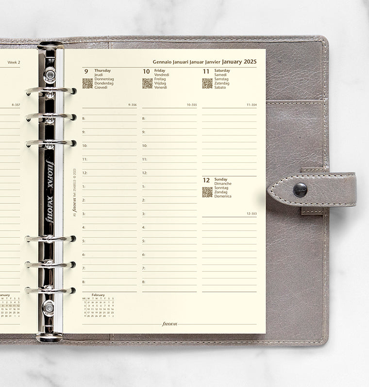 Week On Two Pages Diary With Appointments - A5 Cotton Cream 2025 Multilanguage