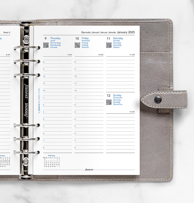 Week On Two Pages Diary With Appointments - A5 2025 Multilanguage