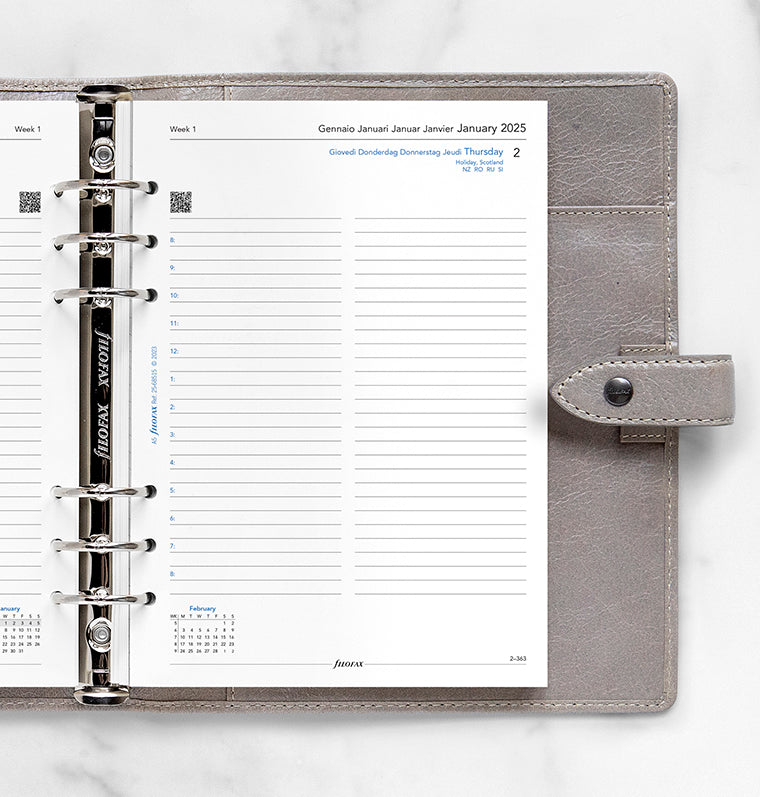 One Day On A Page Diary With Appointments - A5 2025 Multilanguage