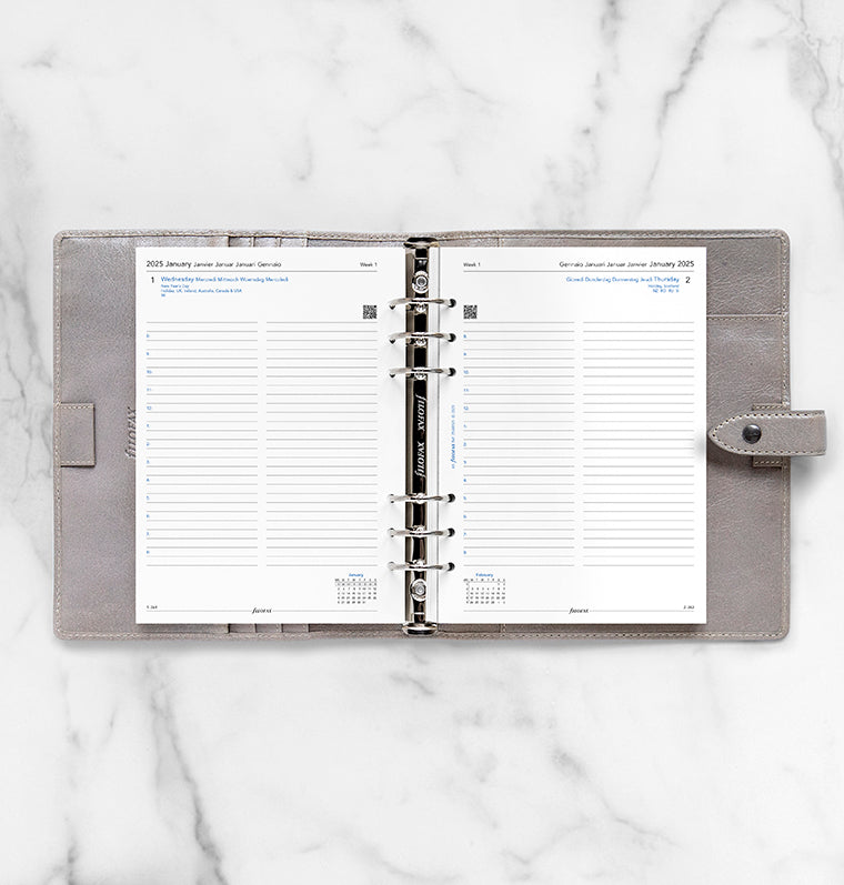 One Day On A Page Diary With Appointments - A5 2025 Multilanguage