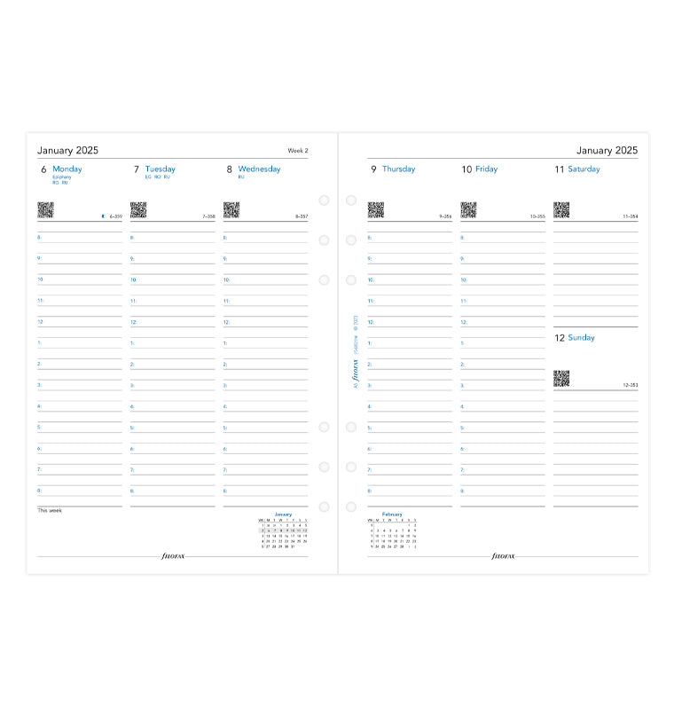 Week On Two Pages Diary With Appointments - A5 2025 English