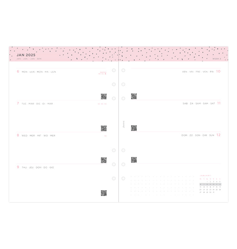 Confetti Week On Two Pages Diary - A5 2025 Multilanguage