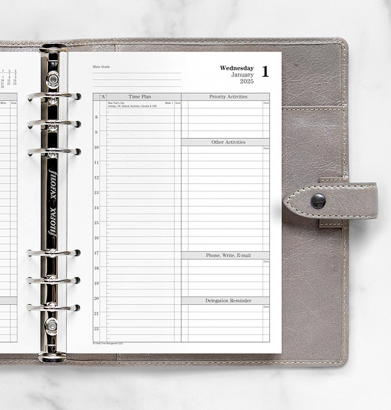 Time Management One Day On Two Pages Diary - A5 2025 English