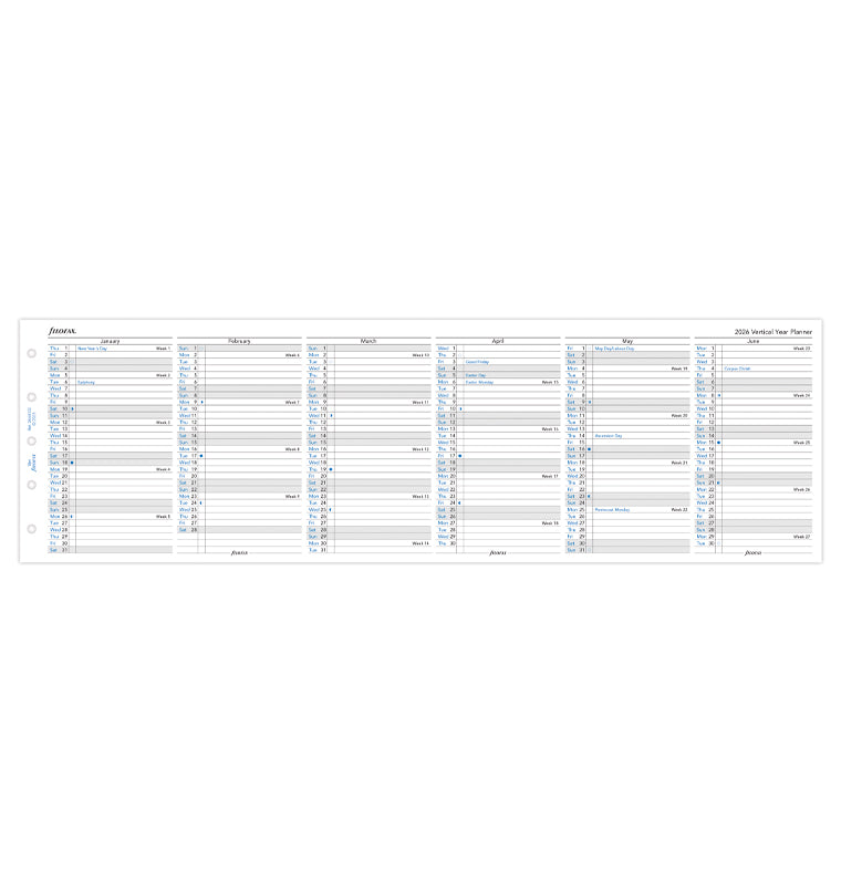 Vertical Year Planner Mini 2026 Filofax Filofax UK Vertical year planner mini 2026 filofax filofax uk