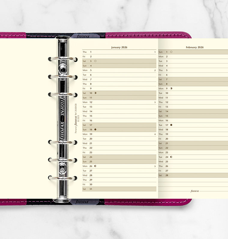 Vertical Year Planner - Personal Cotton Cream 2026 English