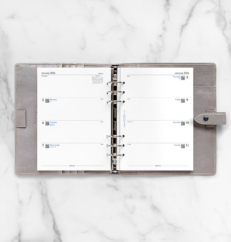 Agenda Filofax A5 - Diario Mese Su Due Pagine, Bianco, Carta Per Penne Stilografiche - Foto 3