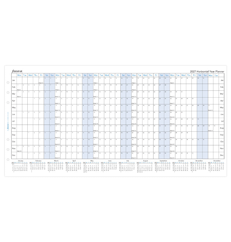 Filofax Horizontal Year Planner - A5 2027 English 27-68506