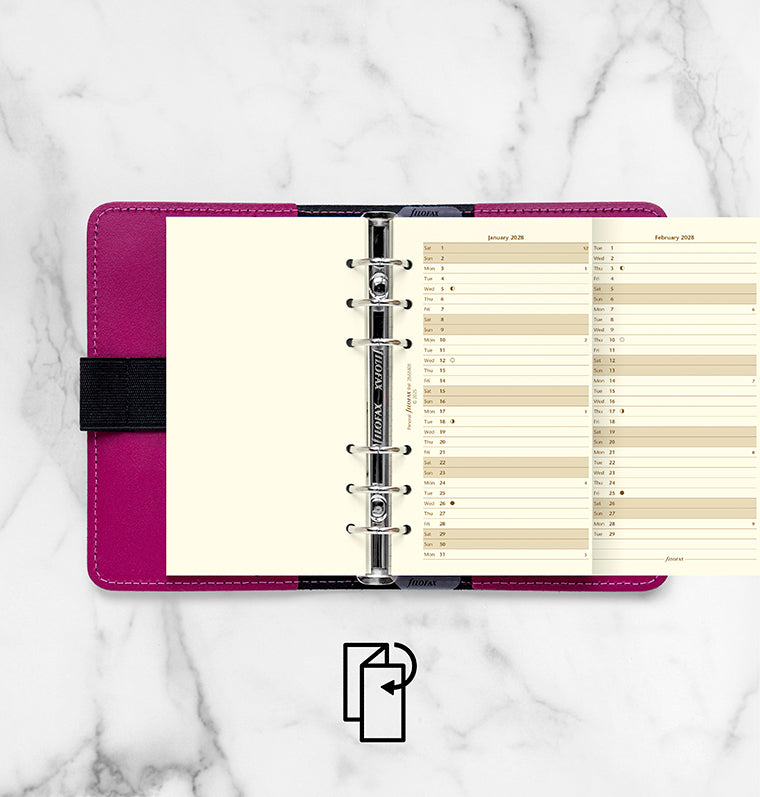 Vertical Year Planner - Personal Cotton Cream 2028 English | Filofax ...