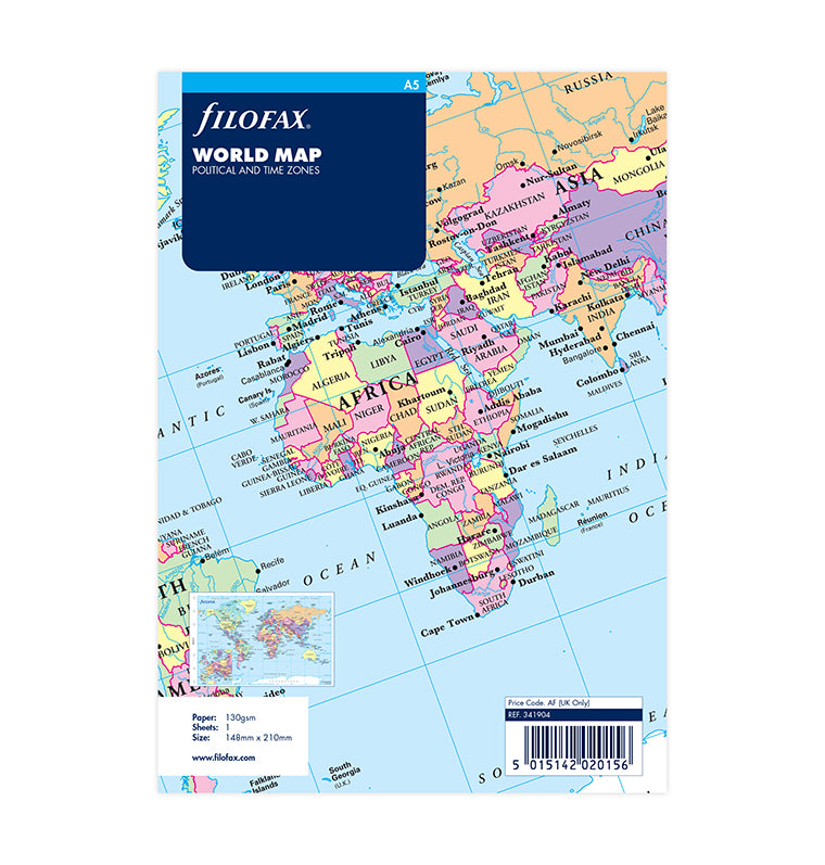 Filofax Map Insert World Map Refill A5 - Filofax – Filofax UK